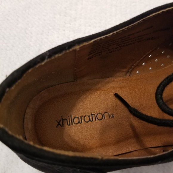 Suede Finish Black Oxfords Lace up Perforated Detail Xhilaration - Picture 7 of 8